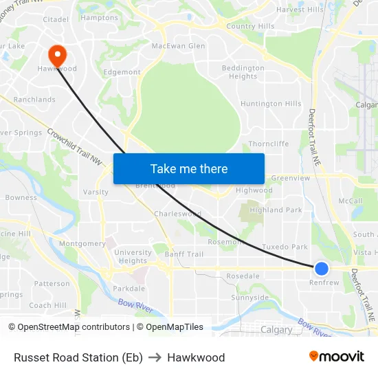 Russet Road Station (Eb) to Hawkwood map