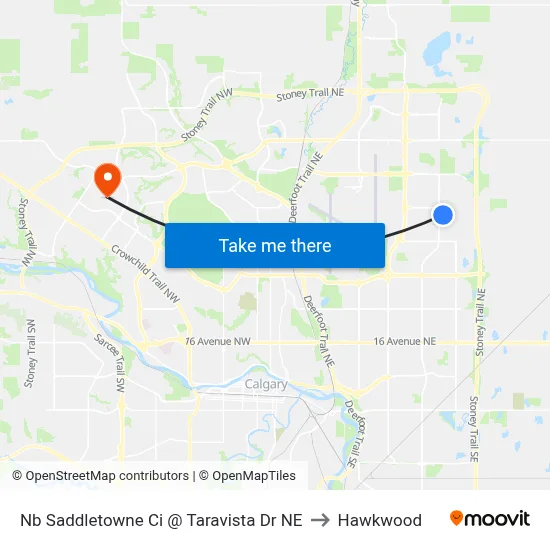 Nb Saddletowne Ci @ Taravista Dr NE to Hawkwood map