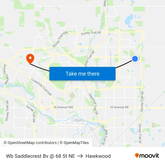 Wb Saddlecrest Bv @ 68 St NE to Hawkwood map