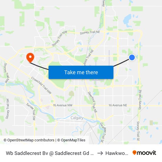 Wb Saddlecrest Bv @ Saddlecrest Gd NE to Hawkwood map