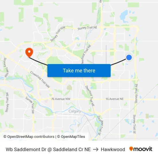 Wb Saddlemont Dr @ Saddleland Cr NE to Hawkwood map