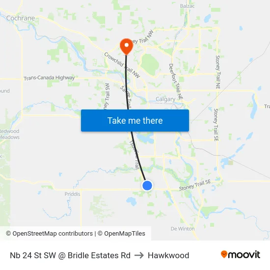 Nb 24 St SW @ Bridle Estates Rd to Hawkwood map