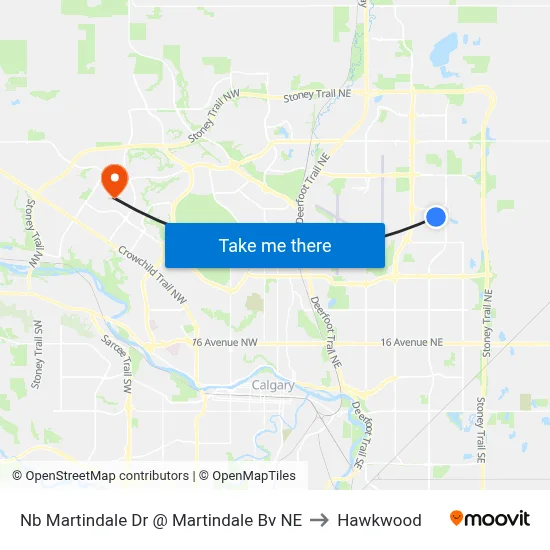 Nb Martindale Dr @ Martindale Bv NE to Hawkwood map