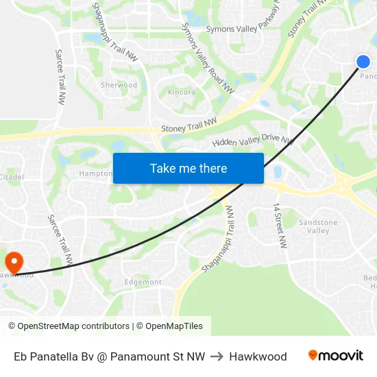 Eb Panatella Bv @ Panamount St NW to Hawkwood map