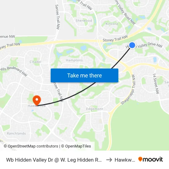 Wb Hidden Valley Dr @ W. Leg Hidden Ranch Cr NW to Hawkwood map