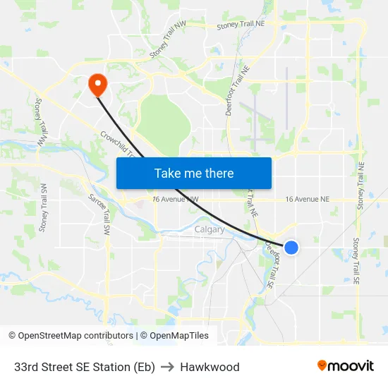 33rd Street SE Station (Eb) to Hawkwood map