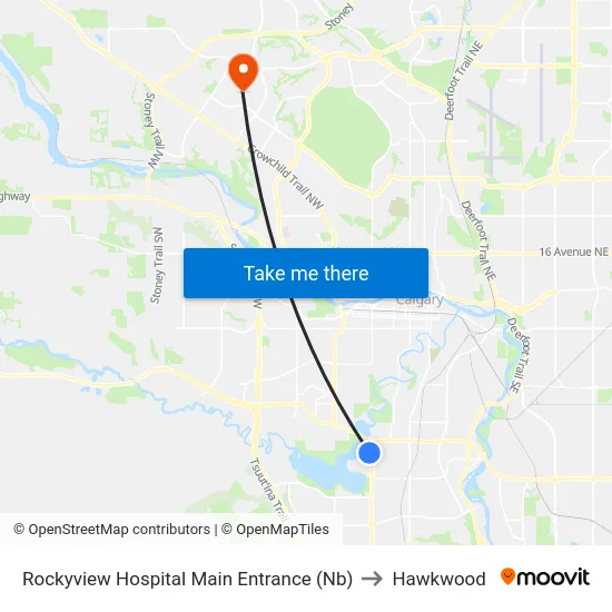 Rockyview Hospital Main Entrance (Nb) to Hawkwood map