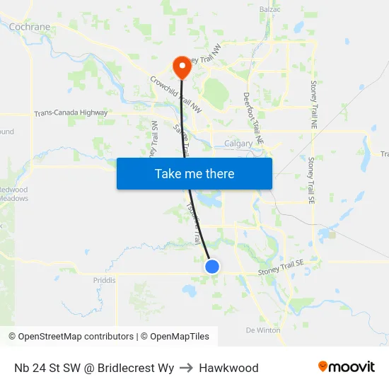 Nb 24 St SW @ Bridlecrest Wy to Hawkwood map