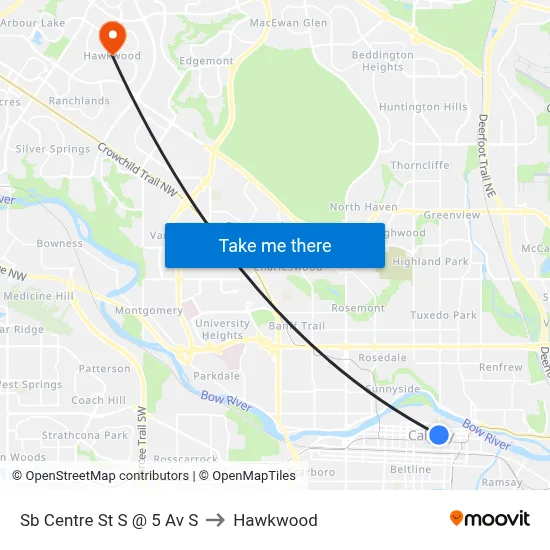 Sb Centre St S @ 5 Av S to Hawkwood map