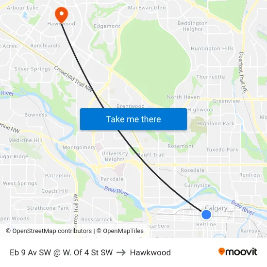 Eb 9 Av SW @ W. Of 4 St SW to Hawkwood map