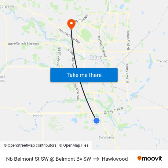 Nb Belmont St SW @ Belmont Bv SW to Hawkwood map