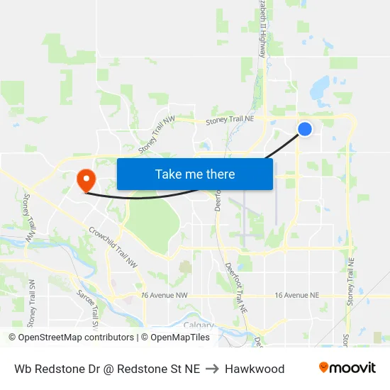 Wb  Redstone Dr @  Redstone St NE to Hawkwood map
