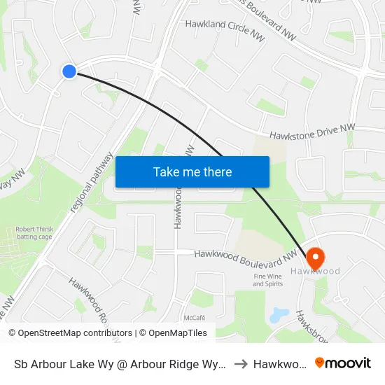 Sb Arbour Lake Wy @ Arbour Ridge Wy NW to Hawkwood map