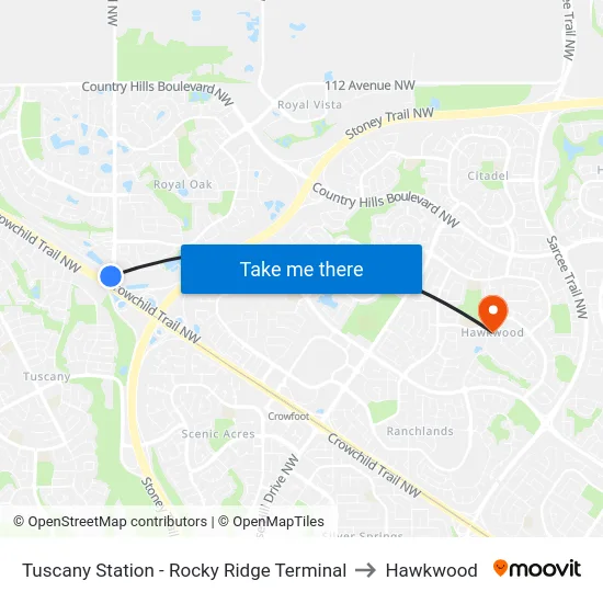 Tuscany Station - Rocky Ridge Terminal to Hawkwood map