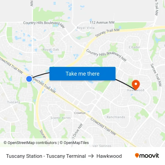 Tuscany Station - Tuscany Terminal to Hawkwood map