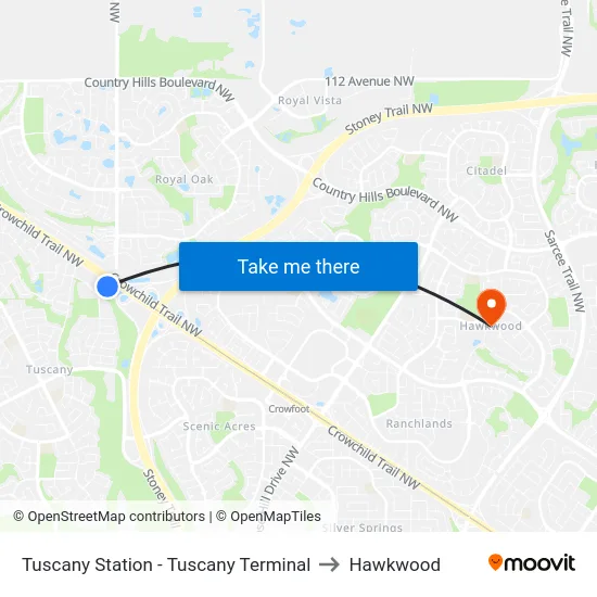 Tuscany Station - Tuscany Terminal to Hawkwood map