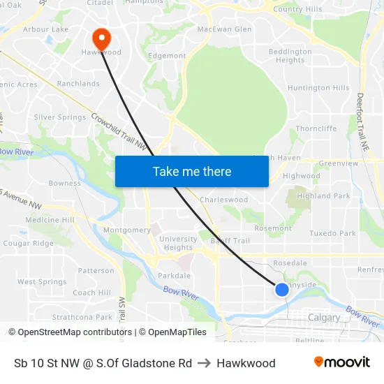 Sb 10 St NW @ S.Of Gladstone Rd to Hawkwood map