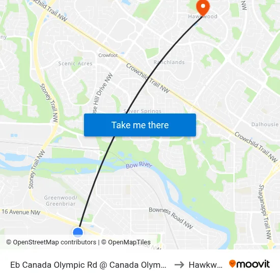 Eb Canada Olympic Rd @ Canada Olympic Ga SW to Hawkwood map