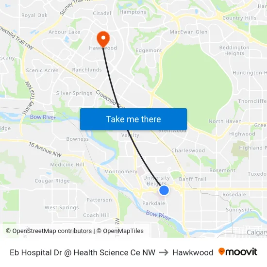 Eb Hospital Dr @ Health Science Ce NW to Hawkwood map