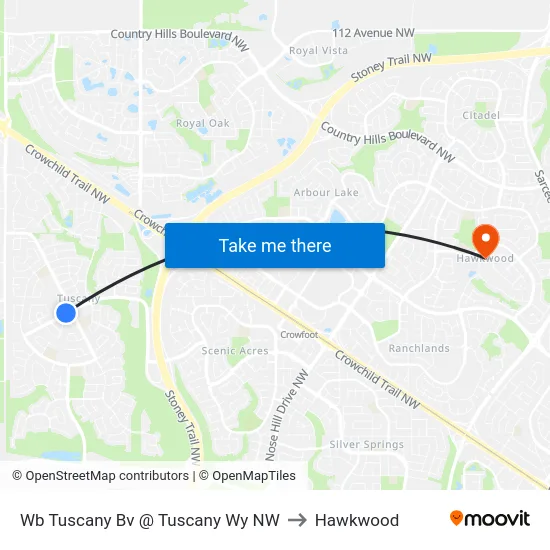 Wb Tuscany Bv @ Tuscany Wy NW to Hawkwood map