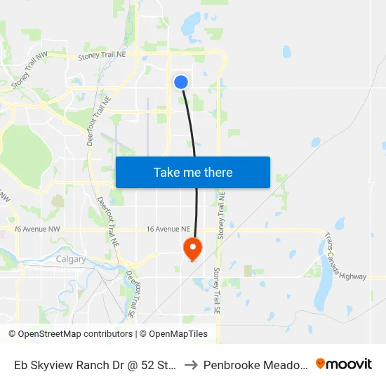 Eb Skyview Ranch Dr @ 52 St NE to Penbrooke Meadows map