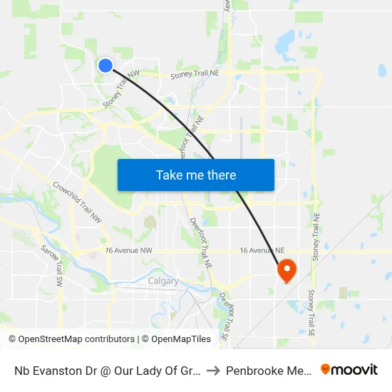 Nb Evanston Dr @ Our Lady Of Grace School to Penbrooke Meadows map