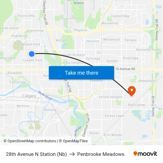28th Avenue N Station (Nb) to Penbrooke Meadows map