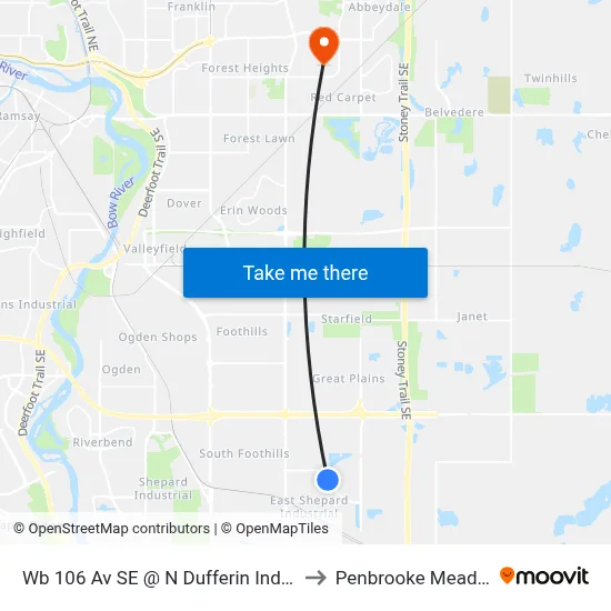 Wb 106 Av SE @ N Dufferin Industrial to Penbrooke Meadows map