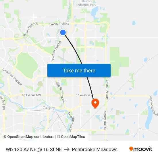 Wb 120 Av NE @ 16 St NE to Penbrooke Meadows map