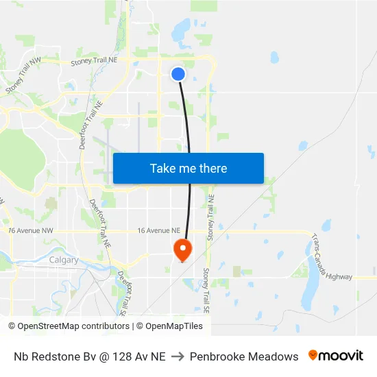 Nb Redstone Bv @ 128 Av NE to Penbrooke Meadows map