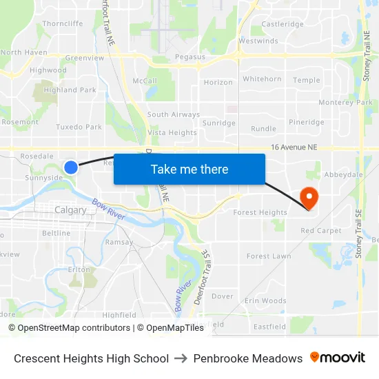 Crescent Heights High School to Penbrooke Meadows map