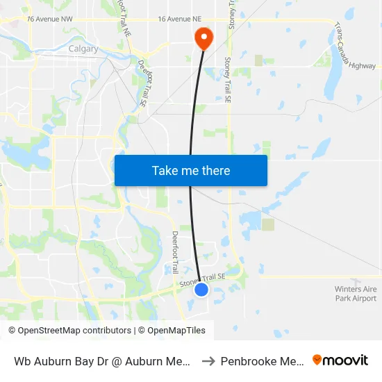 Wb Auburn Bay Dr @ Auburn Meadows Pl SE to Penbrooke Meadows map