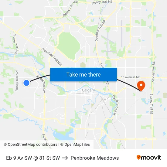 Eb 9 Av SW @ 81 St SW to Penbrooke Meadows map