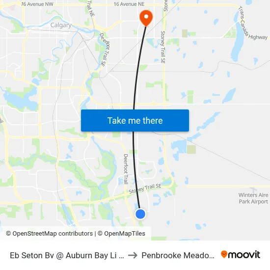 Eb Seton Bv @ Auburn Bay Li SE to Penbrooke Meadows map