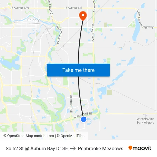 Sb 52 St @ Auburn Bay Dr SE to Penbrooke Meadows map