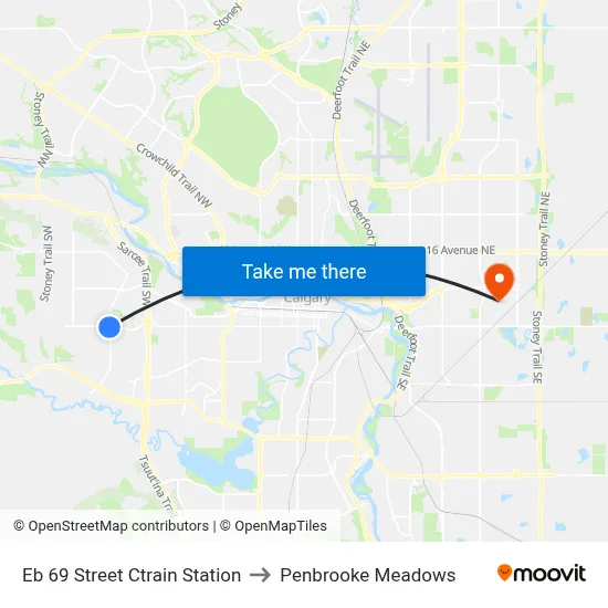 Eb 69 Street Ctrain Station to Penbrooke Meadows map