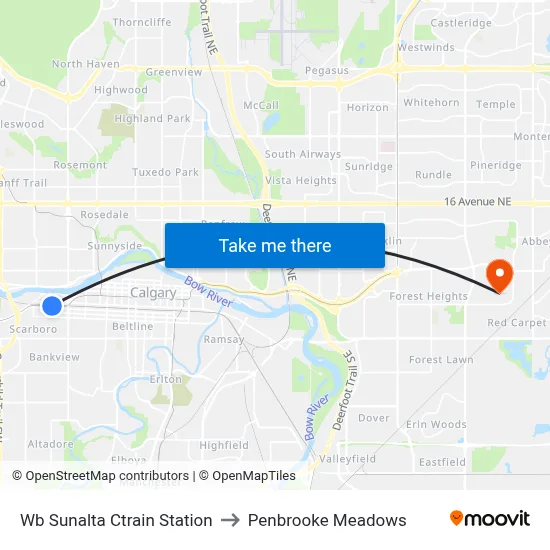 Wb Sunalta Ctrain Station to Penbrooke Meadows map