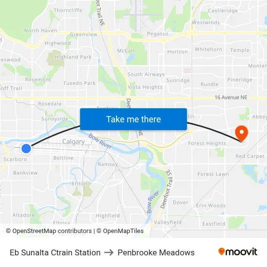 Eb Sunalta Ctrain Station to Penbrooke Meadows map