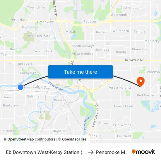 Eb Downtown West-Kerby Station (Free Fare Zone) to Penbrooke Meadows map