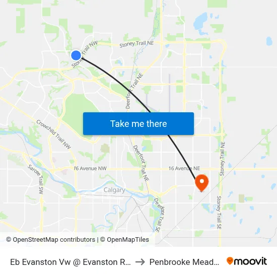 Eb Evanston Vw @ Evanston Ri NW to Penbrooke Meadows map