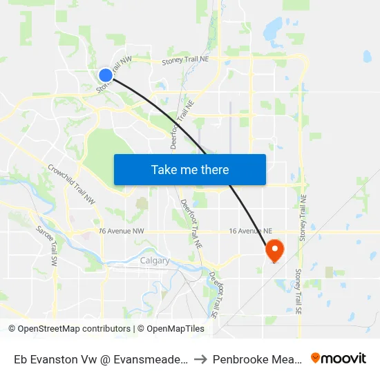 Eb Evanston Vw @ Evansmeade Wy NW to Penbrooke Meadows map