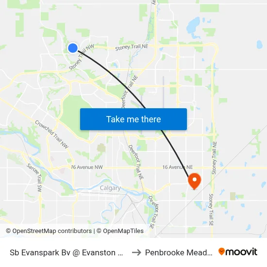 Sb Evanspark Bv @ Evanston Dr NW to Penbrooke Meadows map