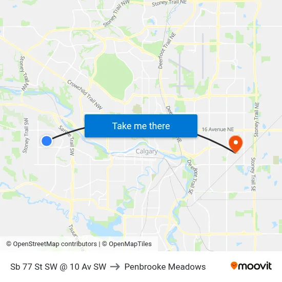 Sb 77 St SW @ 10 Av SW to Penbrooke Meadows map