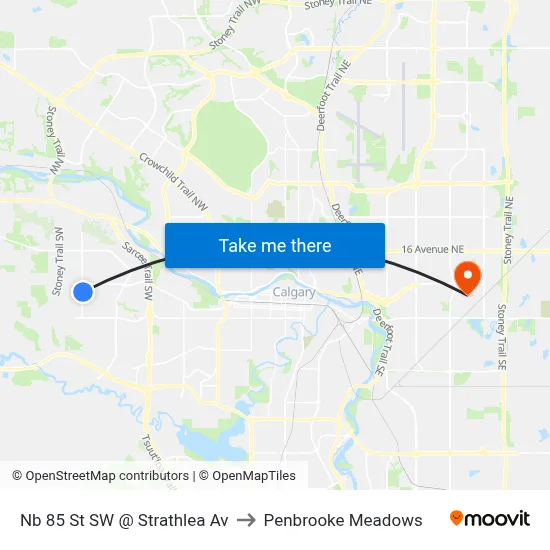 Nb 85 St SW @ Strathlea Av to Penbrooke Meadows map
