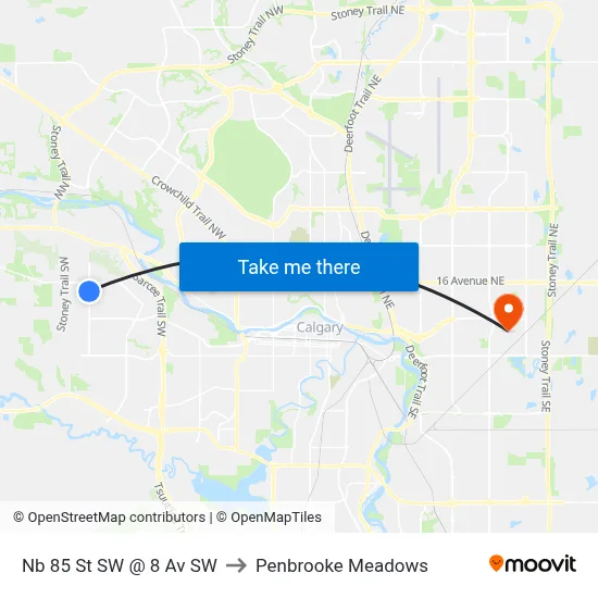 Nb 85 St SW @ 8 Av SW to Penbrooke Meadows map