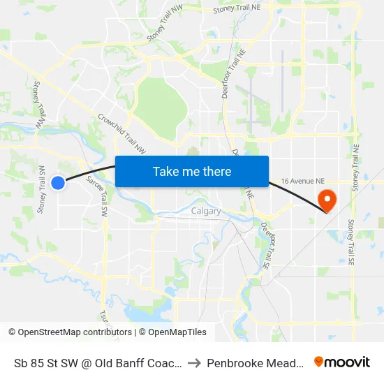 Sb 85 St SW @ Old Banff Coach Rd to Penbrooke Meadows map