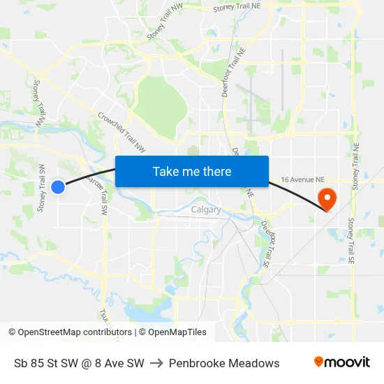 Sb 85 St SW  @ 8 Ave SW to Penbrooke Meadows map
