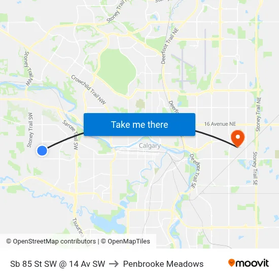 Sb 85 St SW @ 14 Av SW to Penbrooke Meadows map
