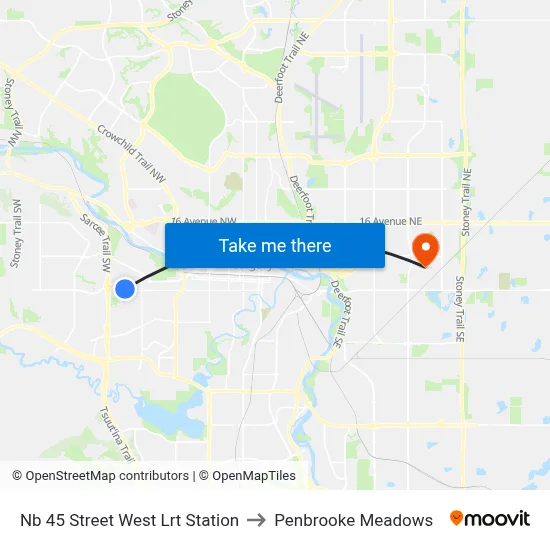 Nb 45 Street West Lrt Station to Penbrooke Meadows map