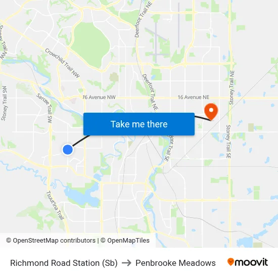 Richmond Road Station (Sb) to Penbrooke Meadows map